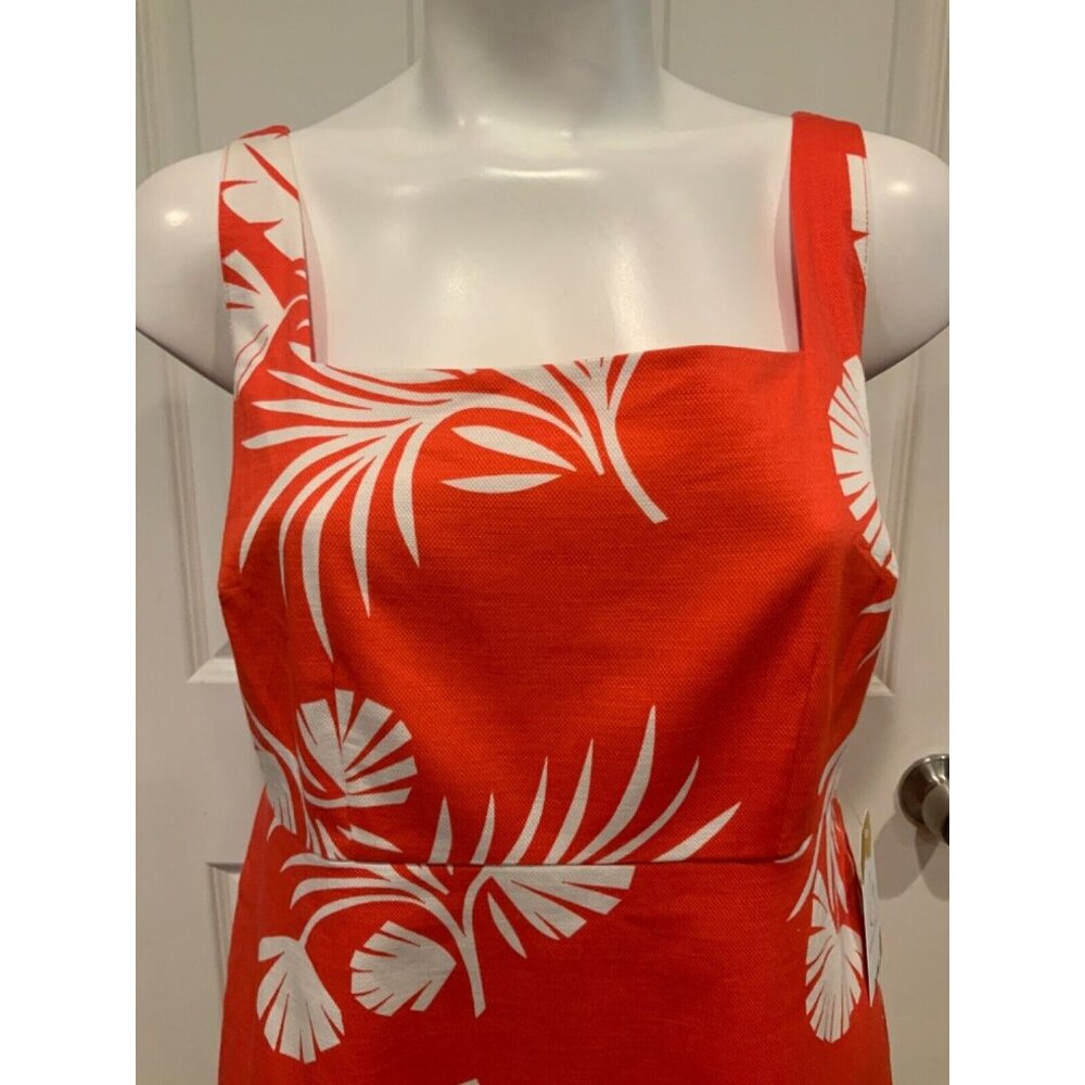 Boden Red & White Leaf Patterned Shift Dress, NWT… - image 2